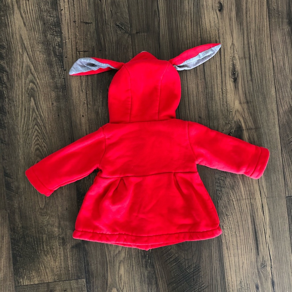 Red Bunny Ears Coat Jacket Sweater Baby Girl’s - Picture 3 of 7